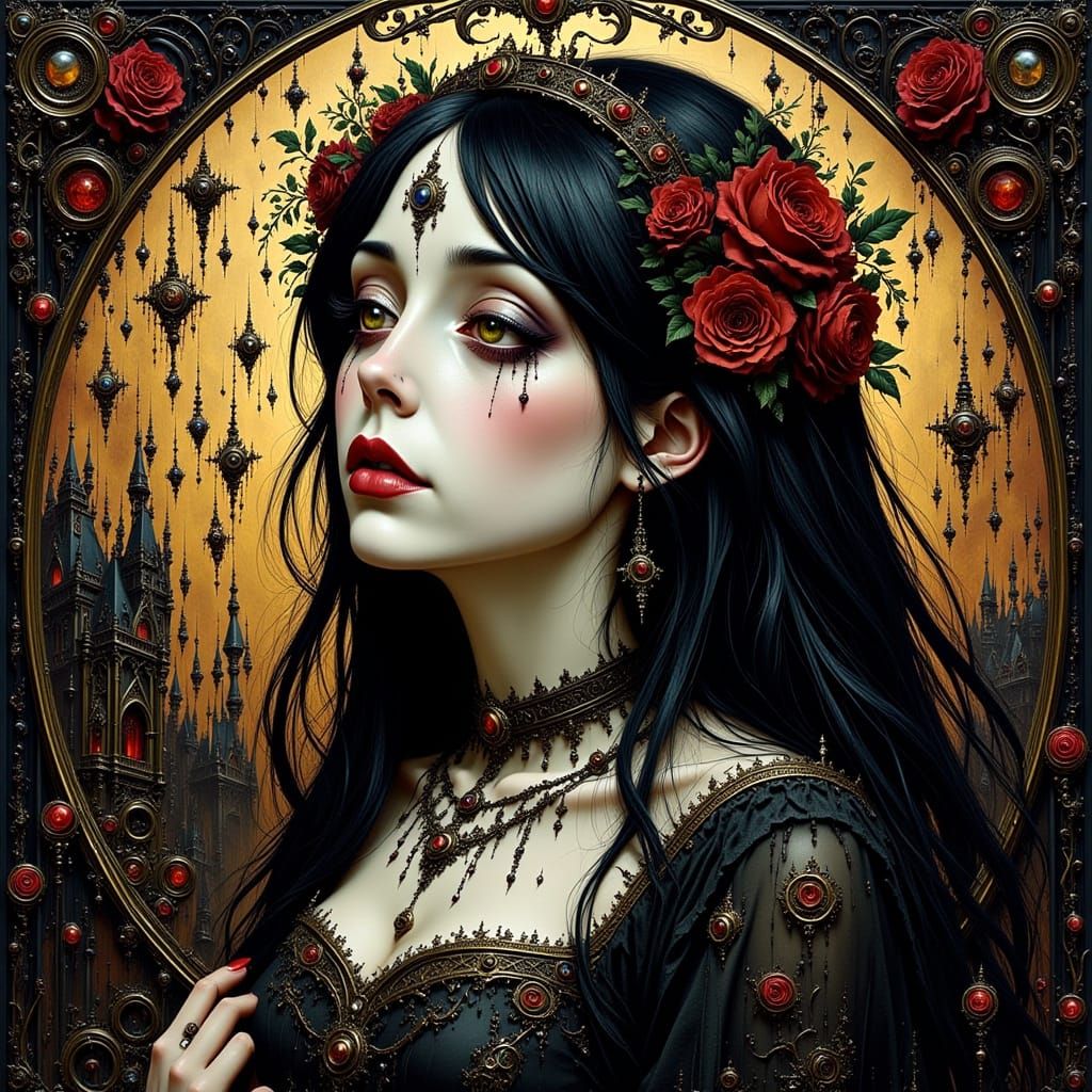 Ethereal Gothic Portrait in Dark Romanticism Style