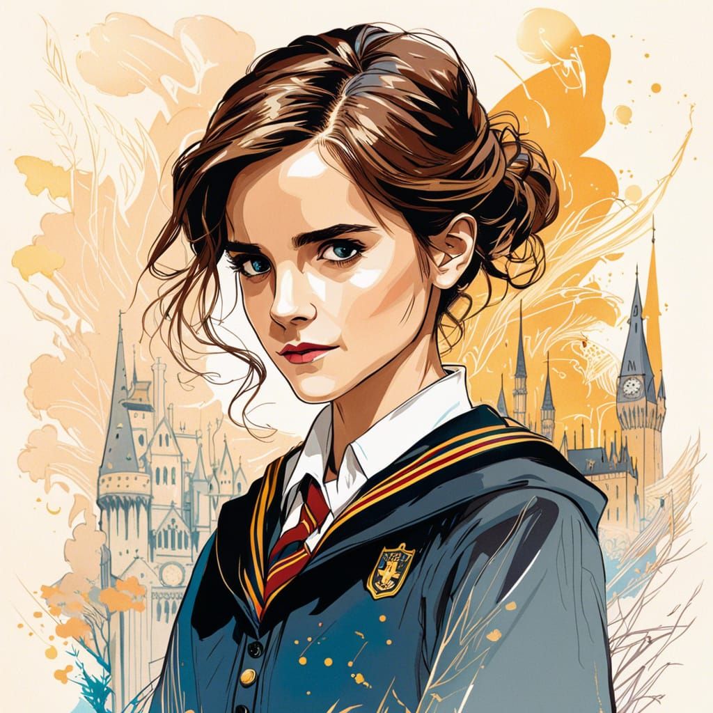 Emma Watson as Hermione: Art Nouveau Portrait