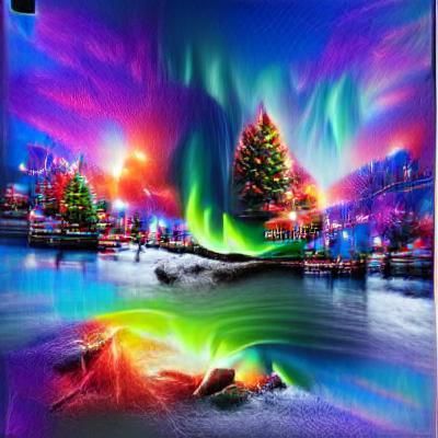 Christmas Northern Lights in Holographic Style