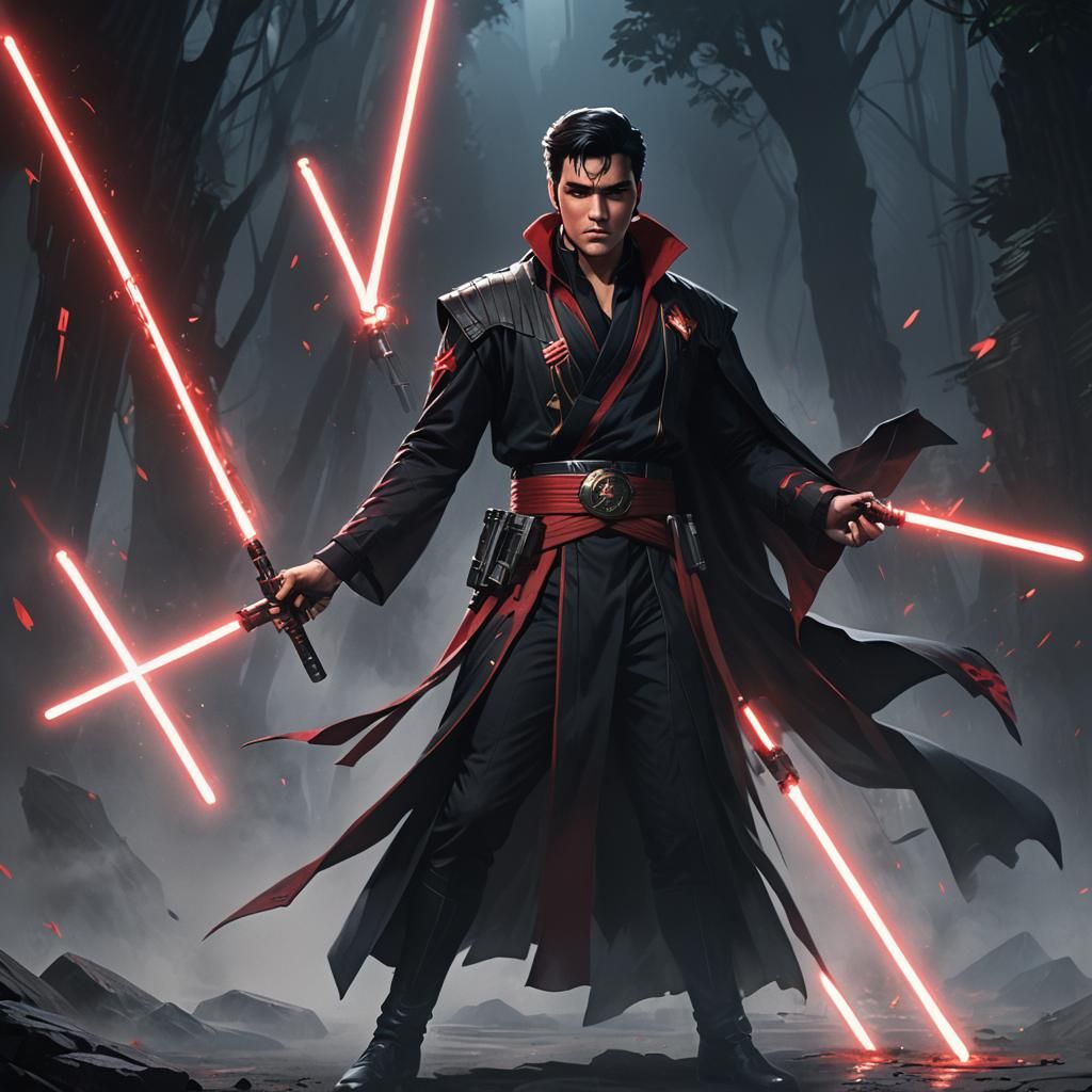 Elvis as Dark Jedi in Anime-Inspired 3D Art