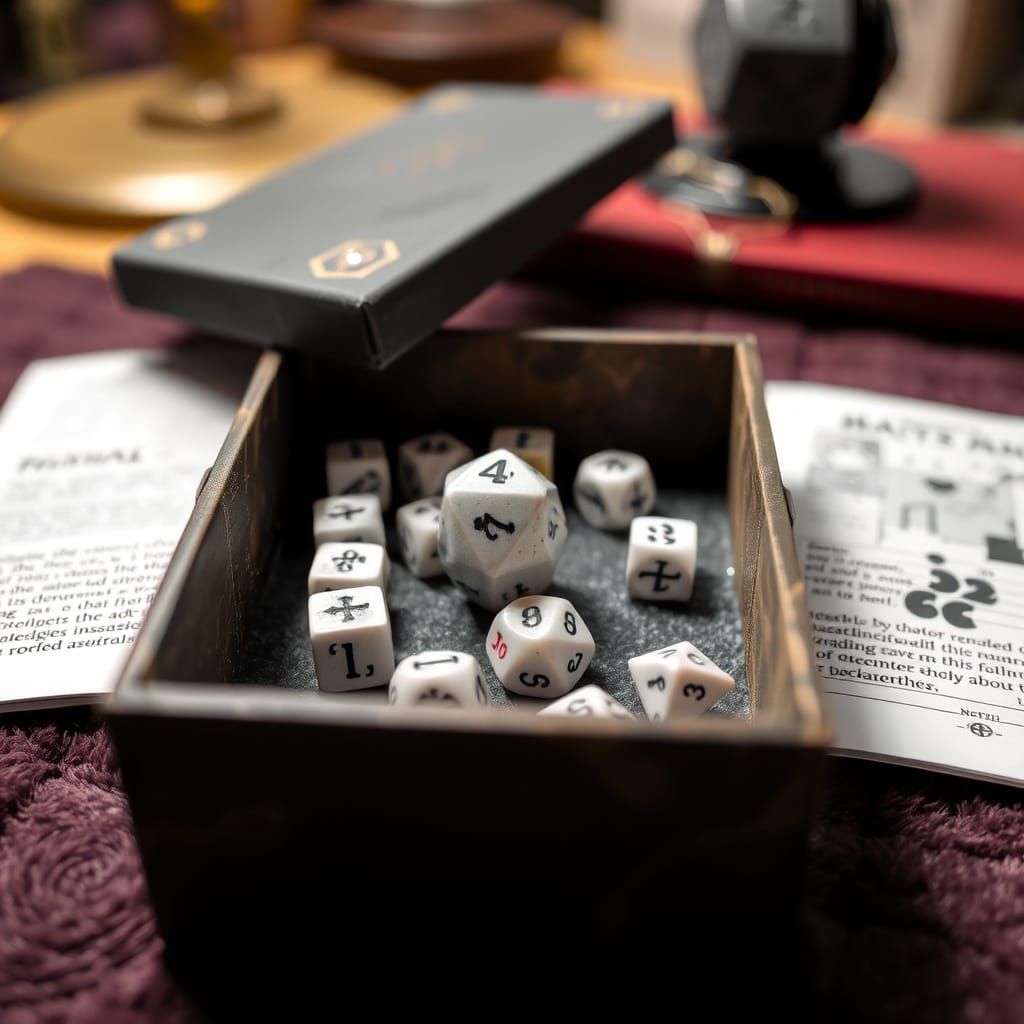 Felt-Lined Dice Box with D20