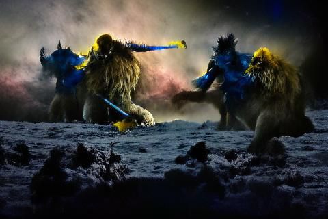 Epic Knight vs Giant Lion in Snow, Ultra 4K