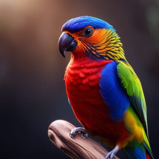 Fantastical Lorikeet-Sparrow Hybrid in Detailed Matte Painti...