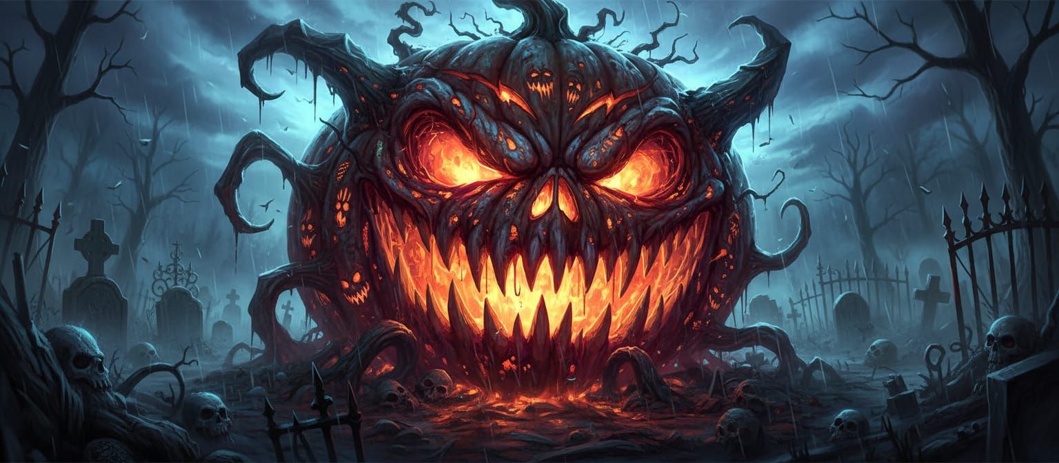 Horrific Jack O'Lantern with Vibrant Colors