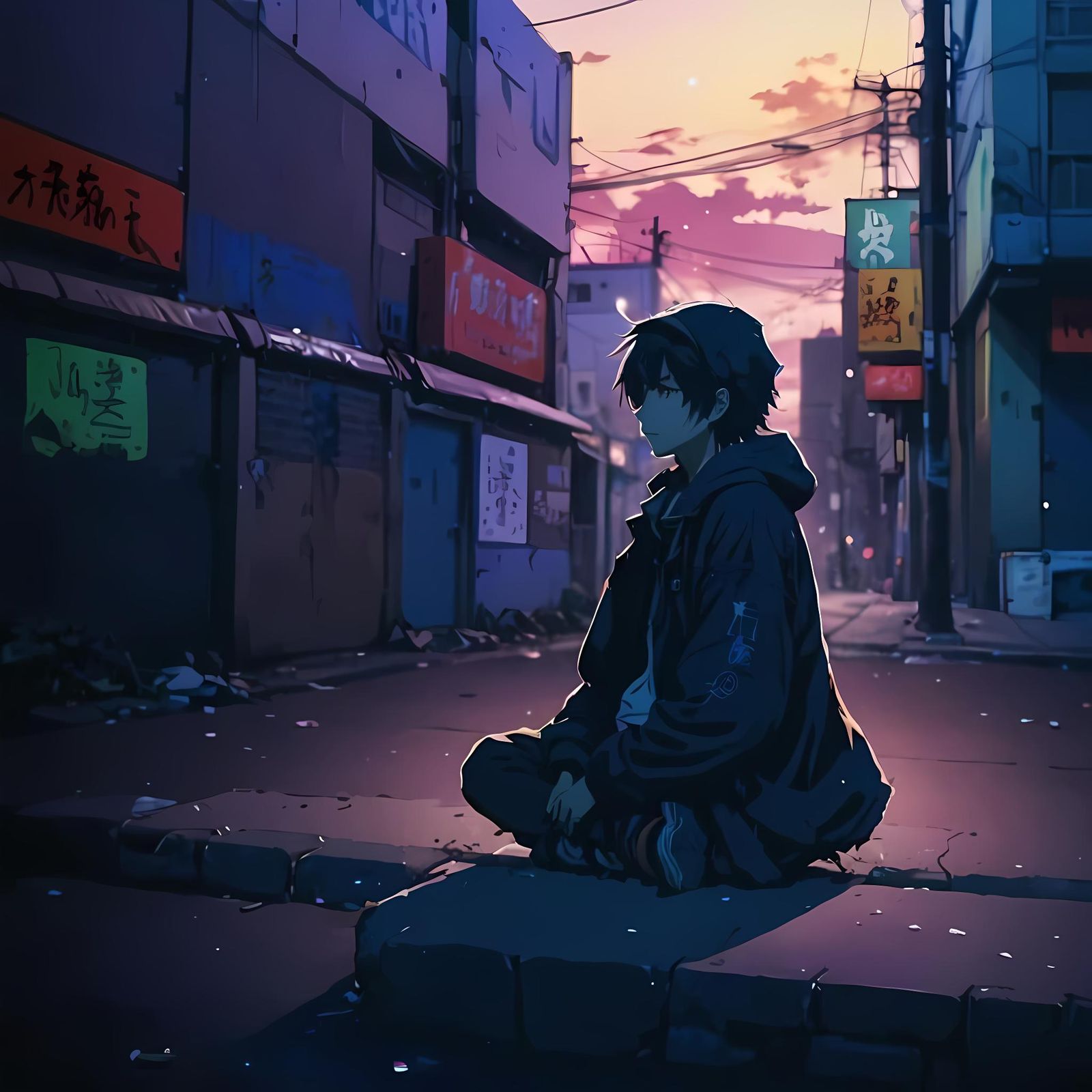 Anime Youth: Homeless in Urban Night