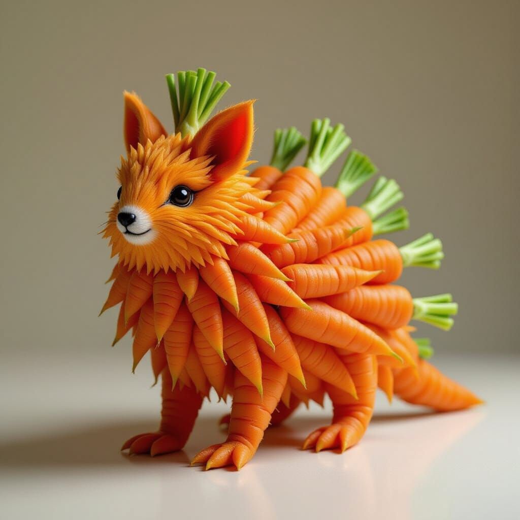 Whimsical Carrot Animal Sculpture