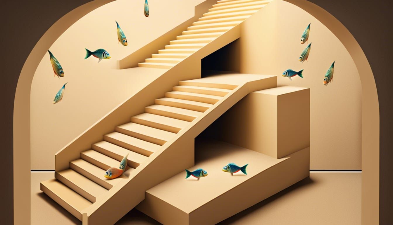 Optical Illusion: Stairs Inside Oat with Fish Monkey