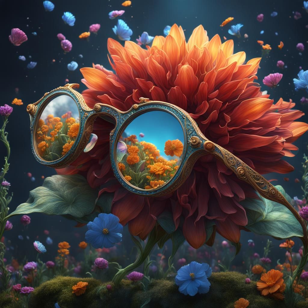 Fantastical Flower of Glasses in Detailed Matte Painting