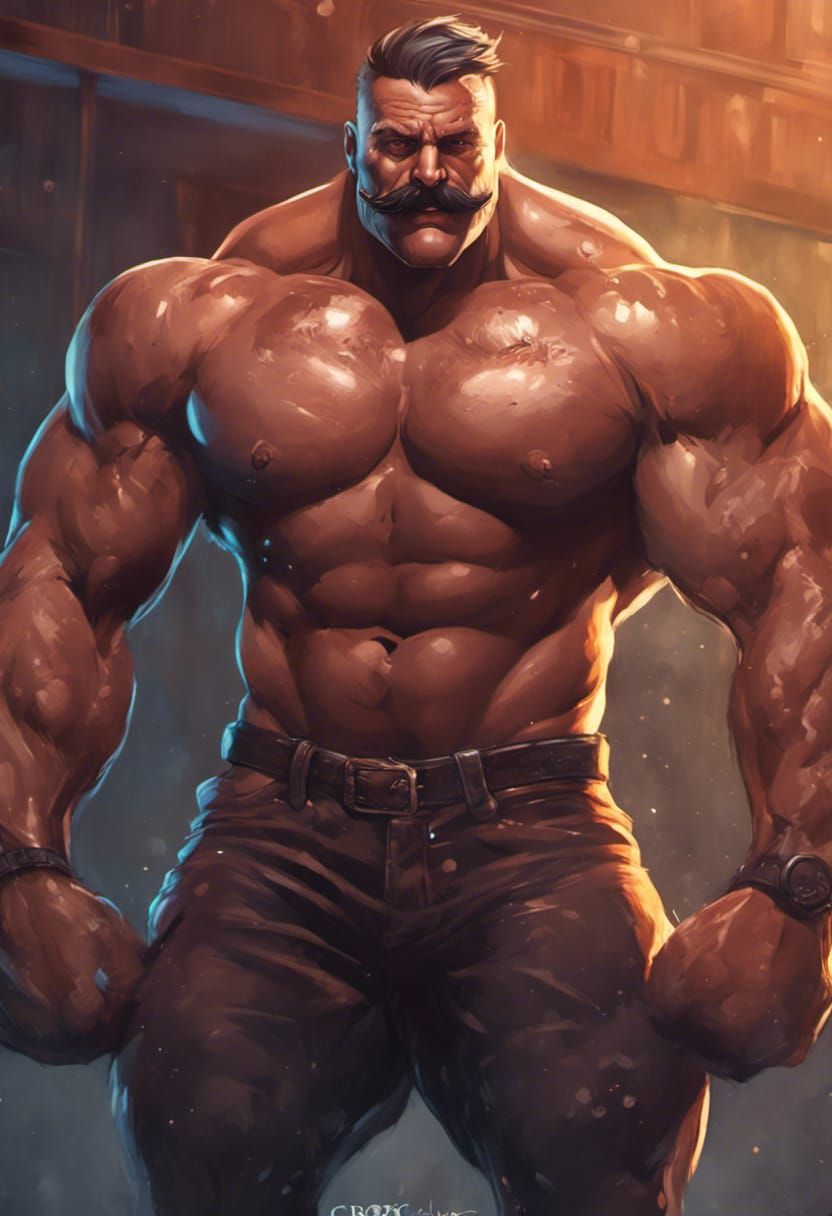 Muscle Bear Comic Art in Dark Fantasy Style