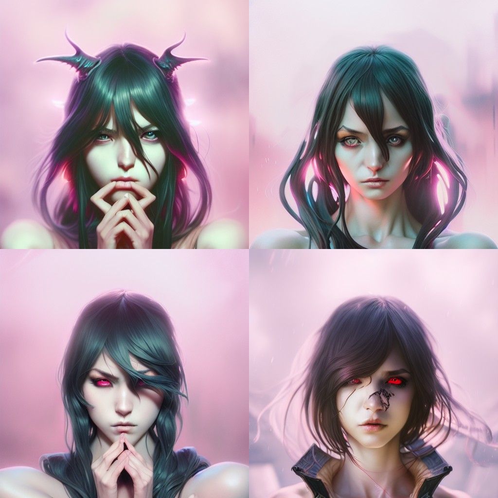 Elegant Demon Girl Digital Illustration in 8k