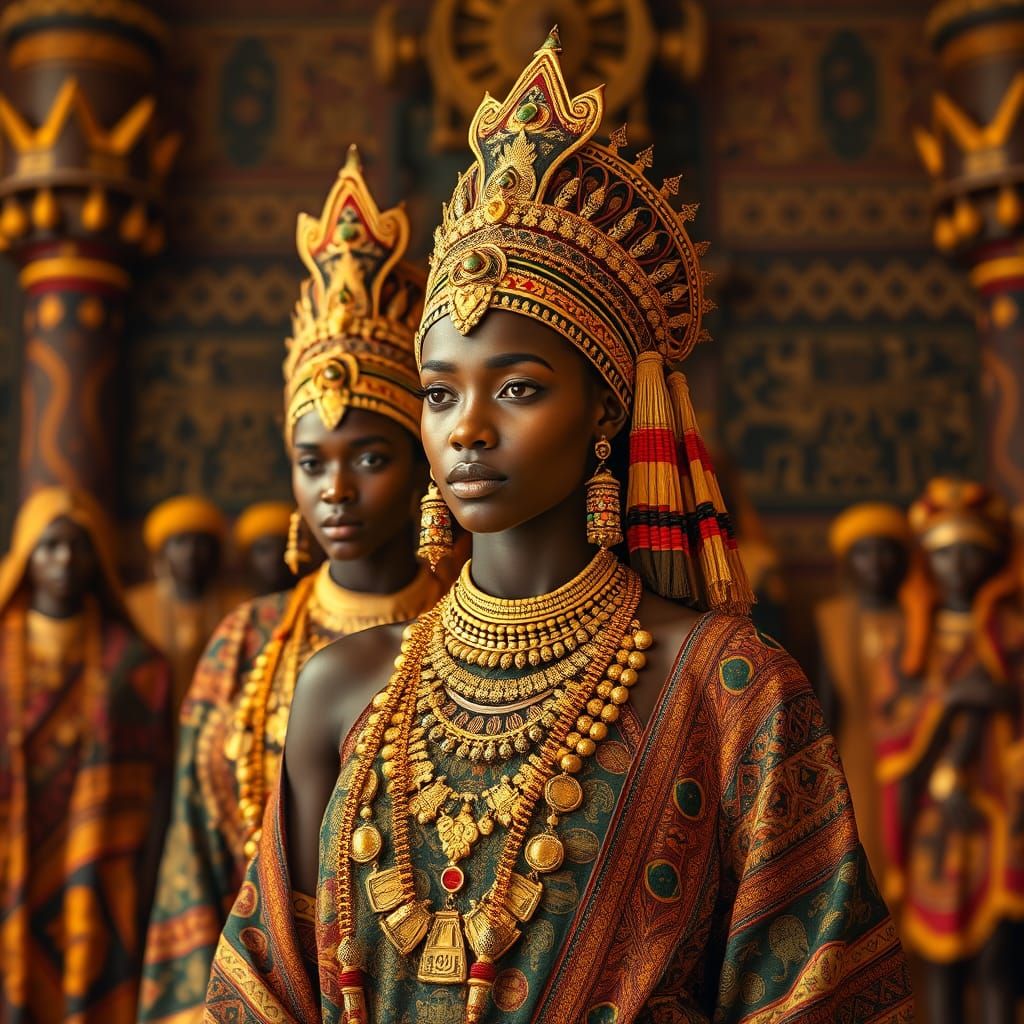 Regal Princess in Traditional Kush Attire