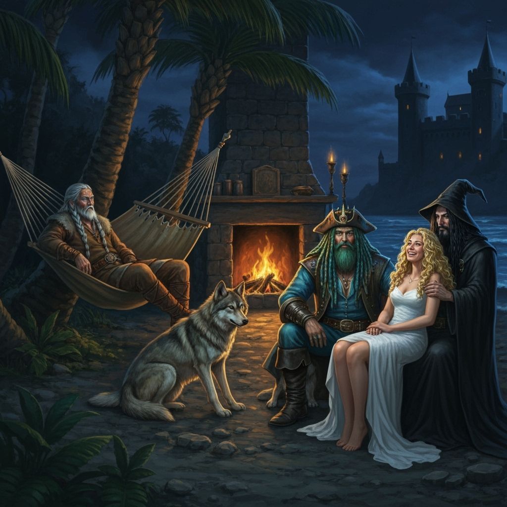 Viking Resting in Hammock by Dark Castle, Fantasy Scene