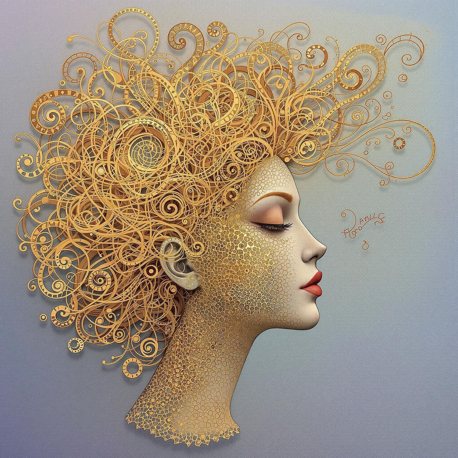 surreal Mandelbrot fractal ginger face