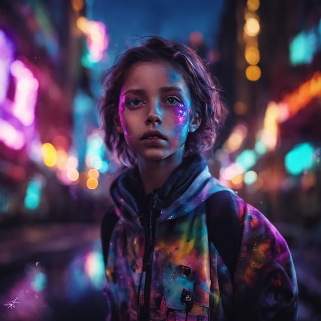 Girl Skating into Sunset: Graffiti Art Style