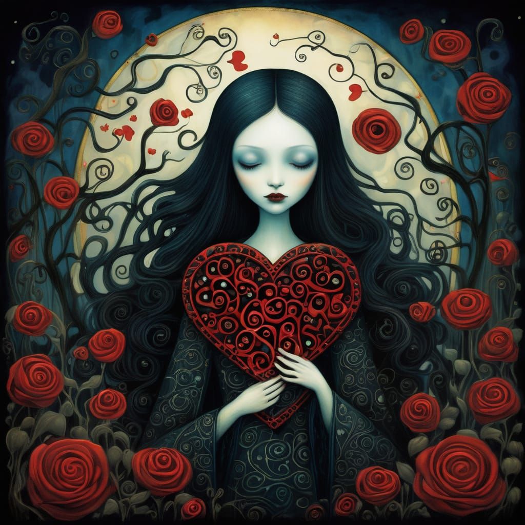 Spectral Valentine's Day Theme in Benjamin Lacombe Style