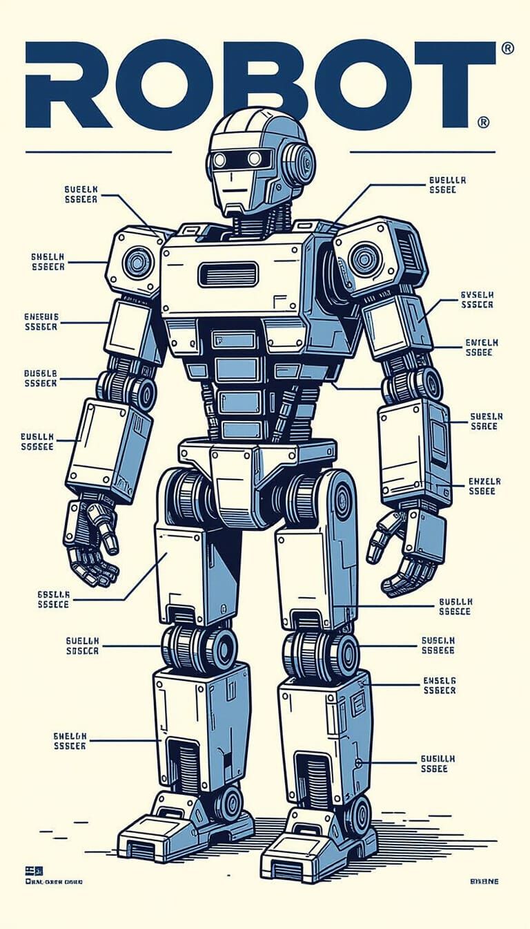Jenga Robot Logo: 20th-Century Patent Schematic