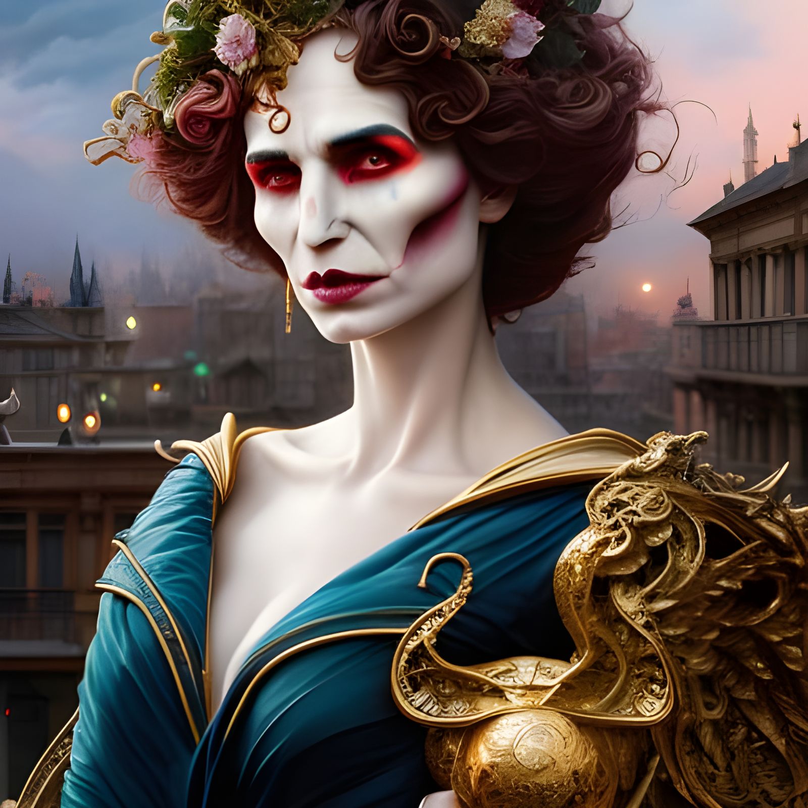 Voldemort and Woman in Cafe, Rococo Art Style