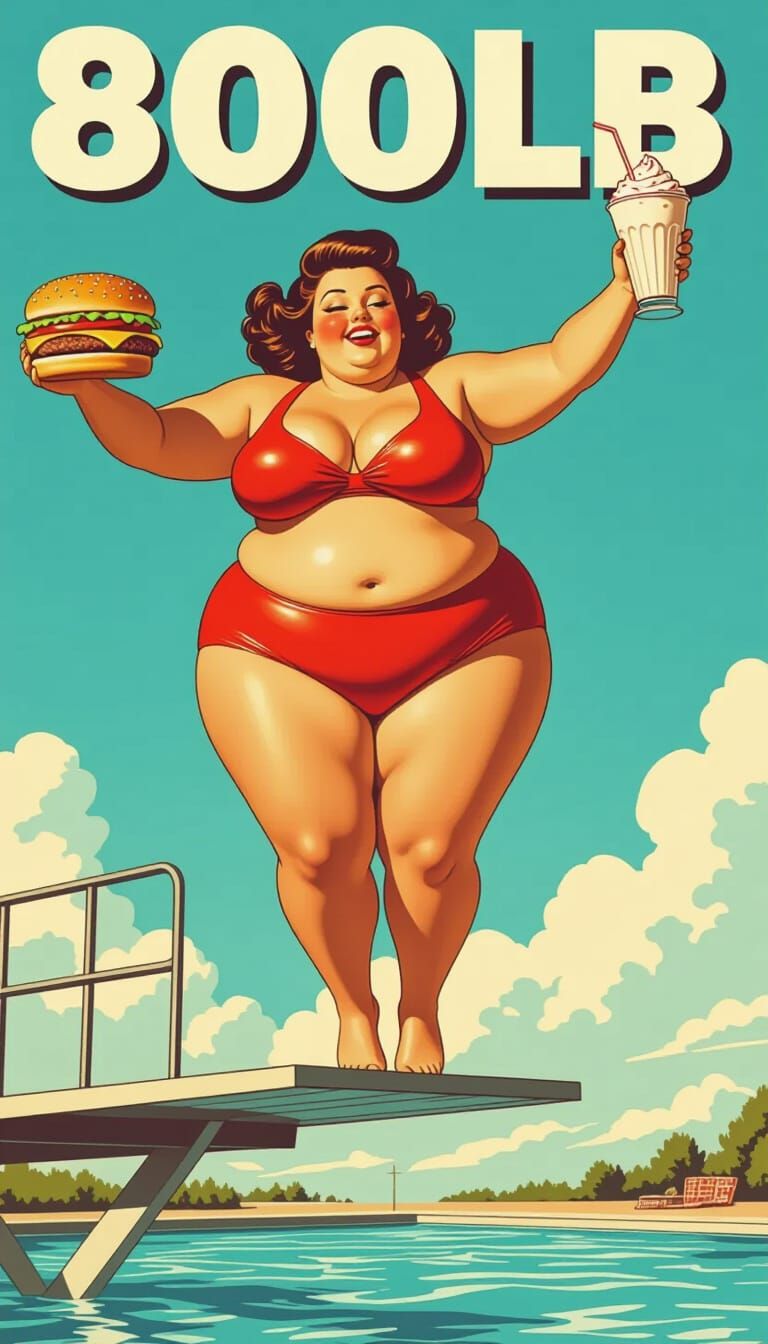 Retro Pinup: Curvy Swimmer's High Dive