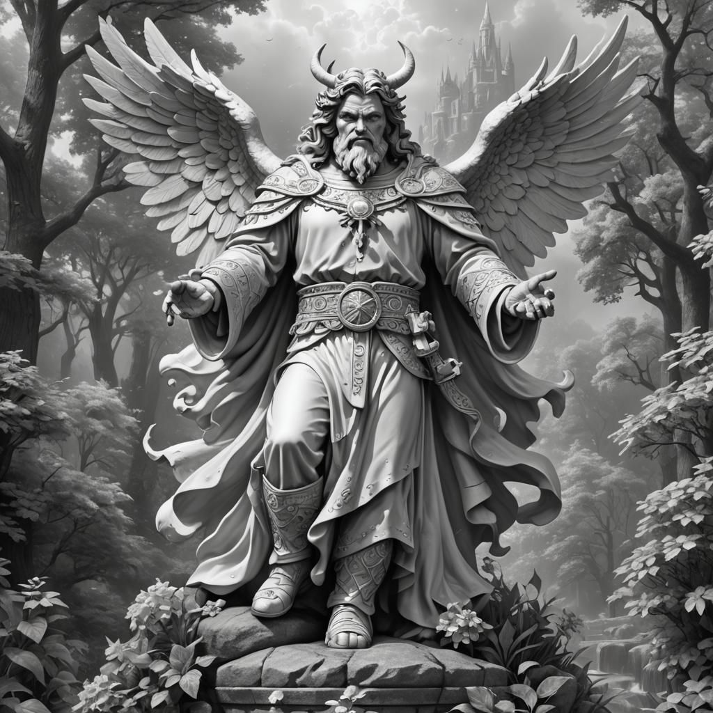 Androgynous Angel King in Elemental Light