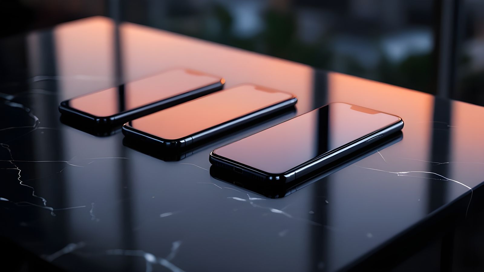 Smartphones on Marble in Comic Book Style