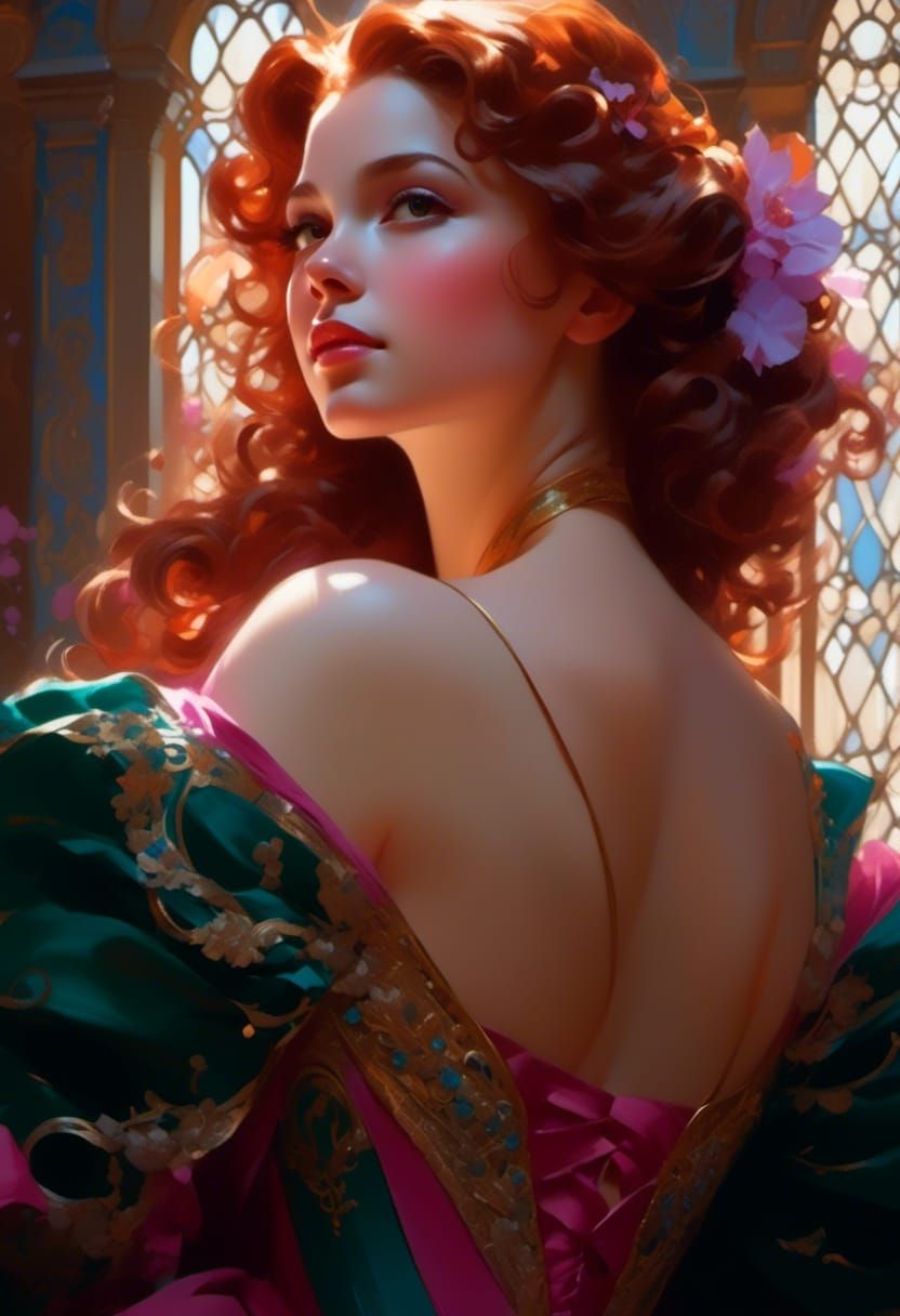 Princess Belle Portrait in Art Nouveau Style