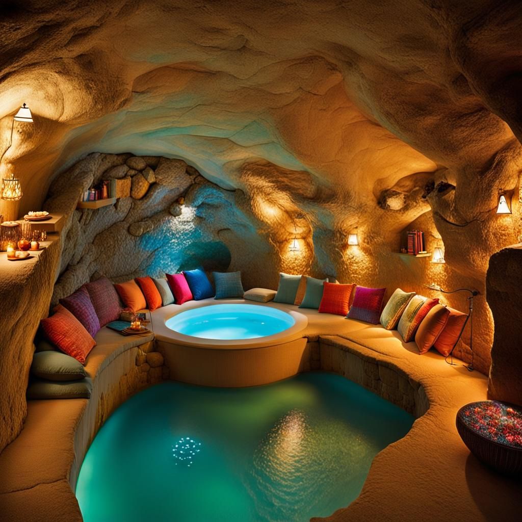 Underground Grotto Bathing Chamber in Hyperrealism