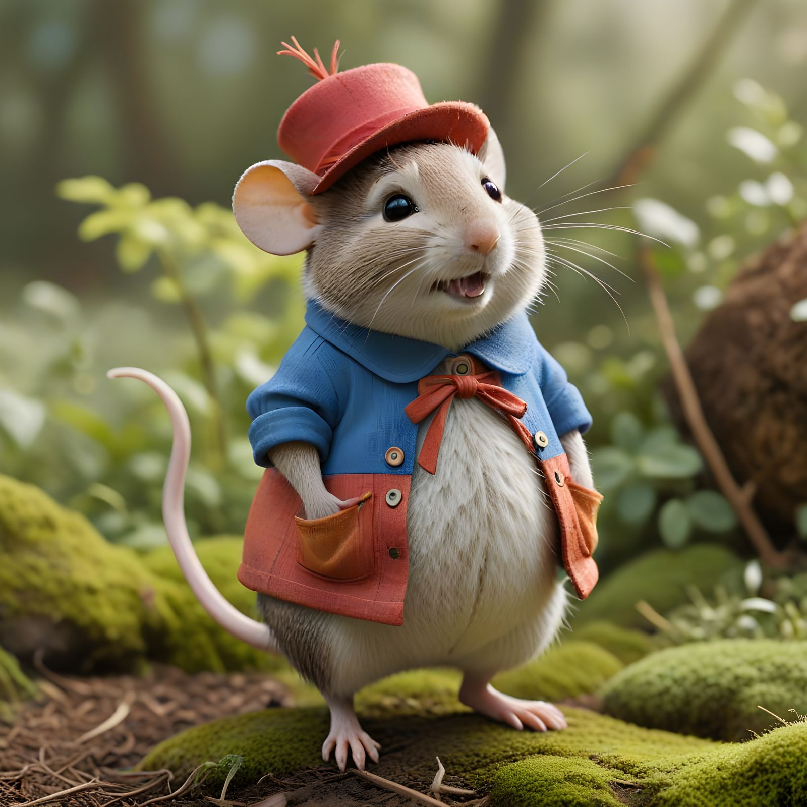 Charming Rotund Mouse in Bright Whimsical Attire
