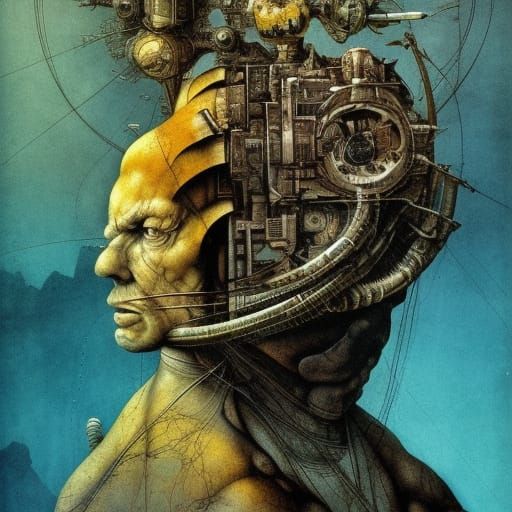 Sci-Fi Planet Book Cover in Dürer Style