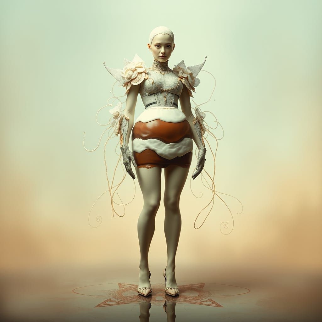 Surreal Dessert Figure with Sugar Crystal Armor