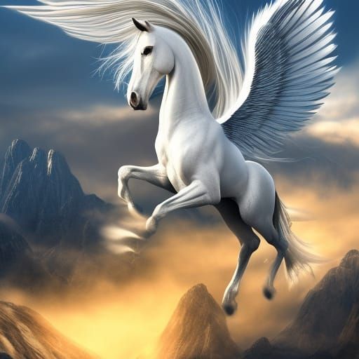Beautiful Mythical Pegasus in Detailed Fantasy Art