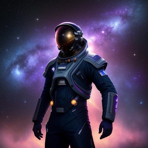 Astronaut Adrift in Vibrant Cosmic Nebula