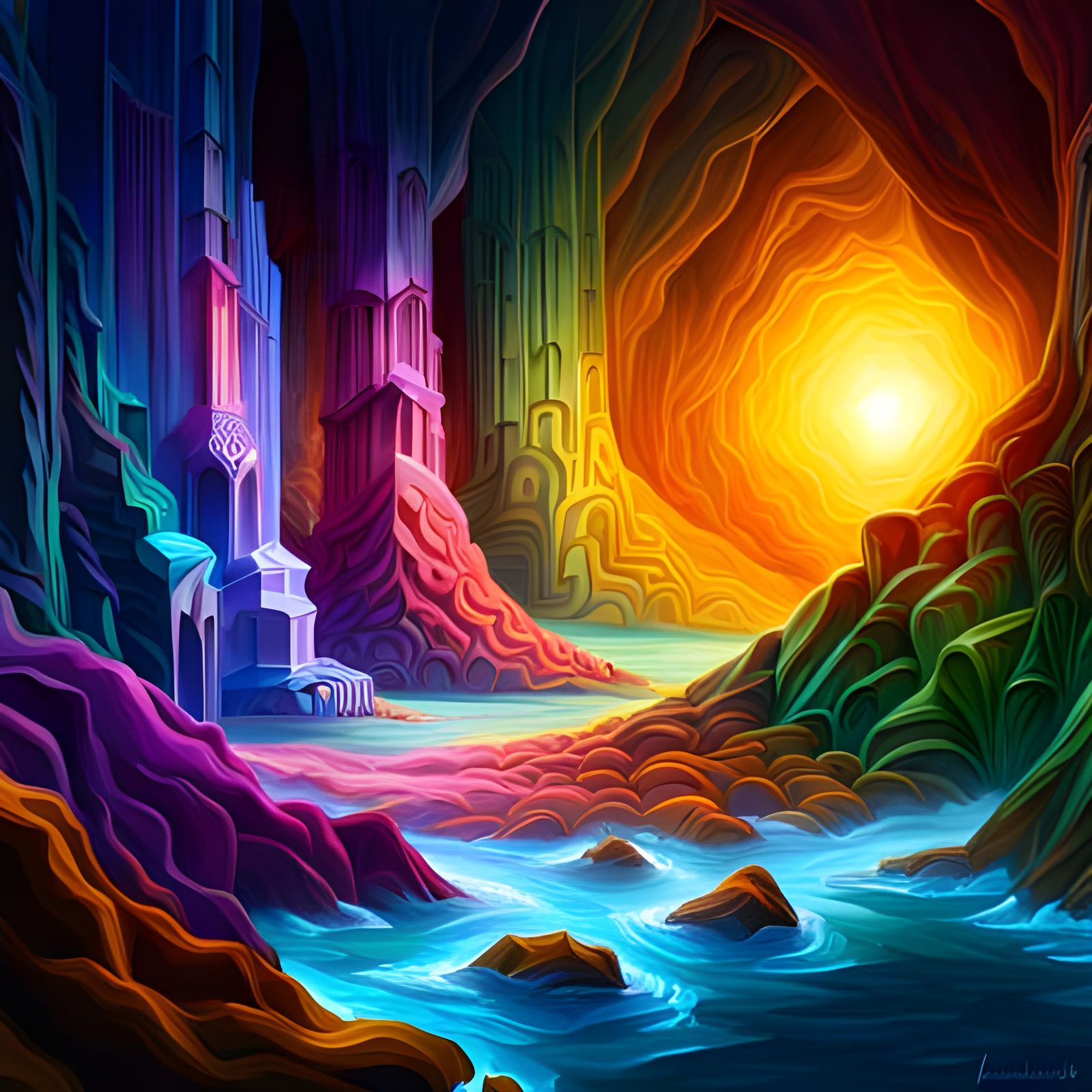 Enchanted Crystal Shop in Oil Painting Style