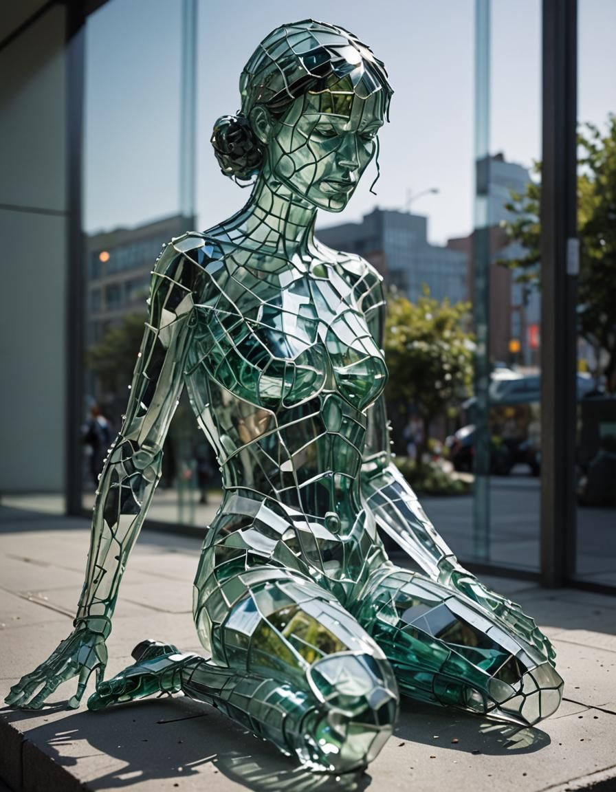 Shattered Glass Woman: A Study in Transparency