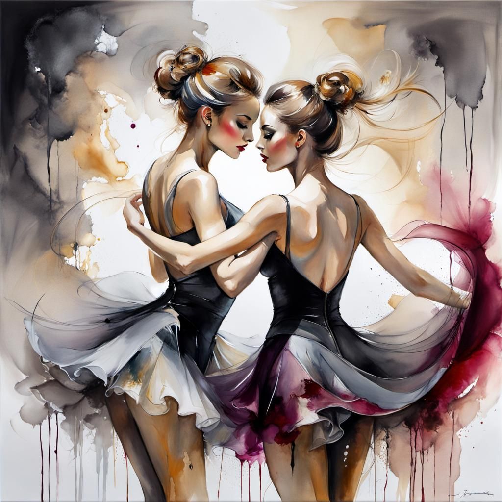 Abstract Dancers in Modern Impressionism Style