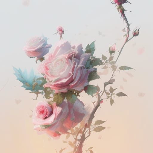 Elegant Rose Bush in Solarpunk Style