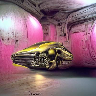 Pink Spaceships in H.R. Giger Hyperrealism