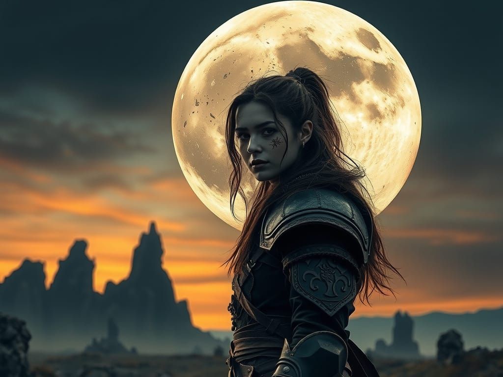 Goth Warrior Woman with Runic Face Etchings