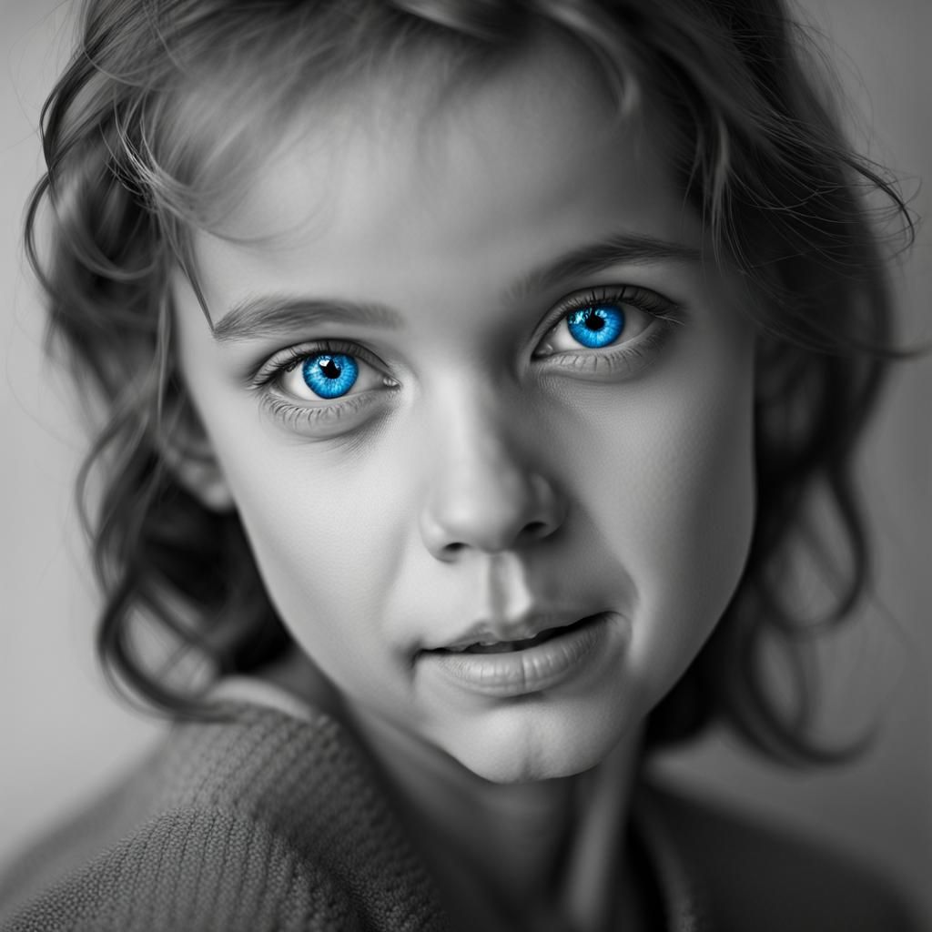 Grayscale blue eyes portrait