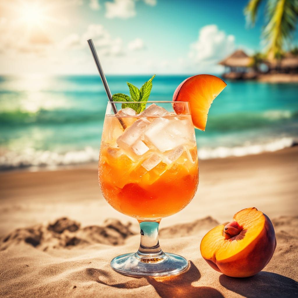 Peach Cocktail at 1980s Beach Party