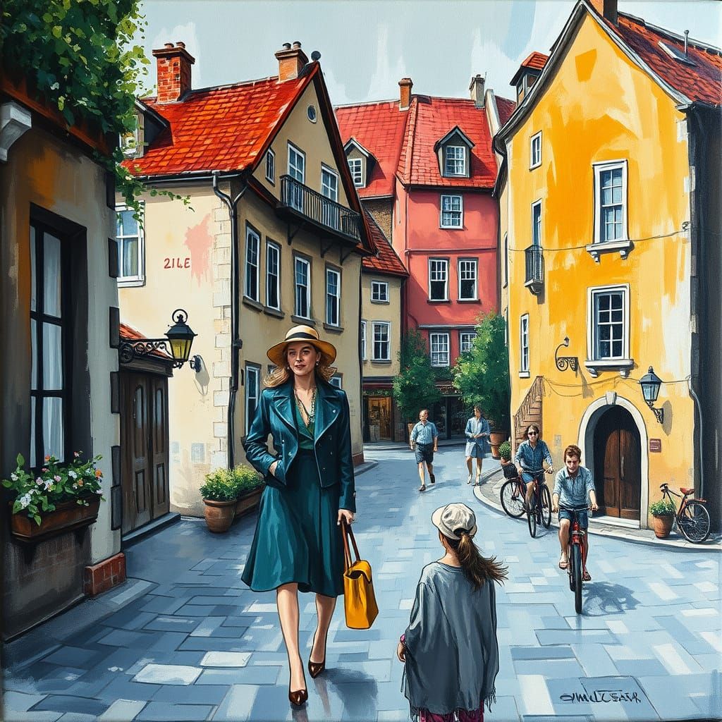 Vintage Ville Masterpiece in Impressionist Gouache Style