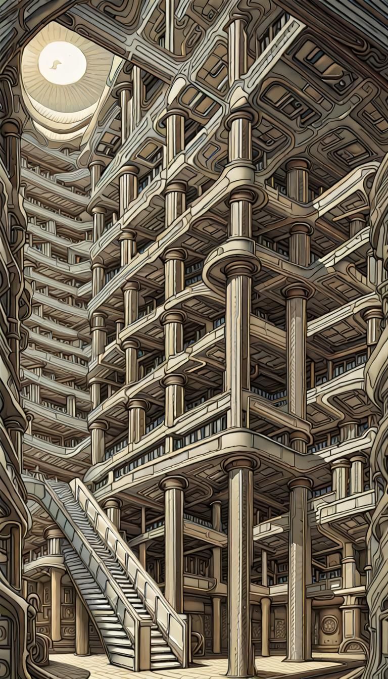 Surreal Nightmarish Landscape in Bauhaus Pop Art Style