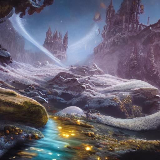 Fantasy Water Dancer on Frozen Moon Lake