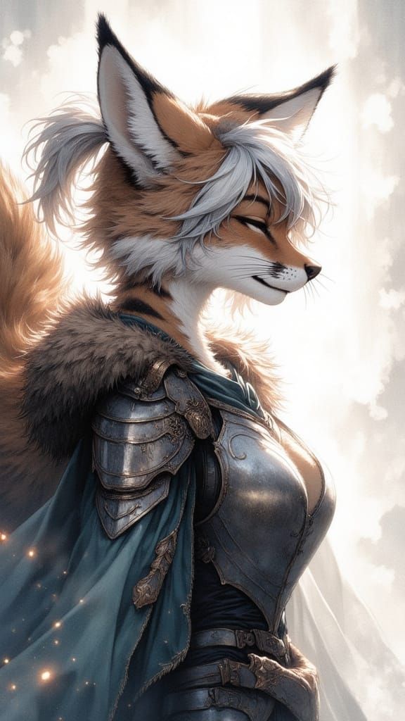 Watercolor Tiger-Fox Knight in Expressionist Style