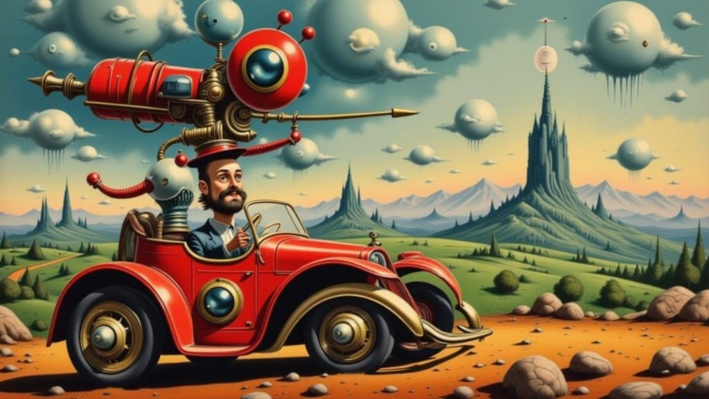 Surreal Soapbox Derby Race in Dali Style