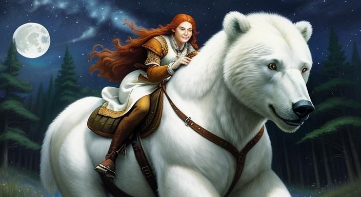 Woman Rides Bear Through Mystical Forest