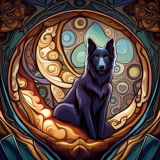Elegant Art Nouveau Dog Portrait