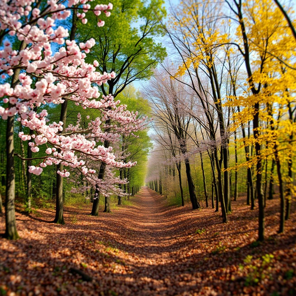 Vibrant Forest Panorama in Impressionist Style