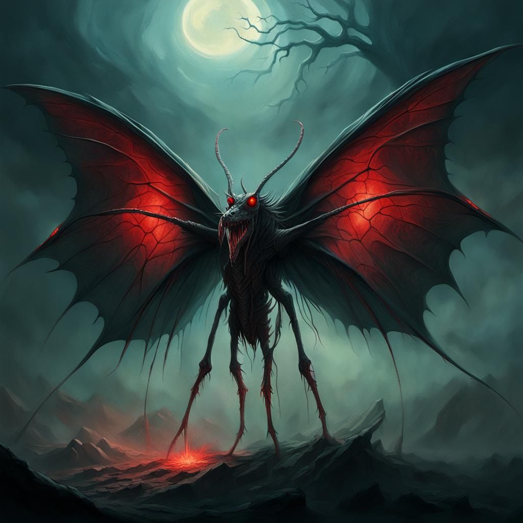 Dark Fantasy Winged Aberration in a Gothic Atmosphere