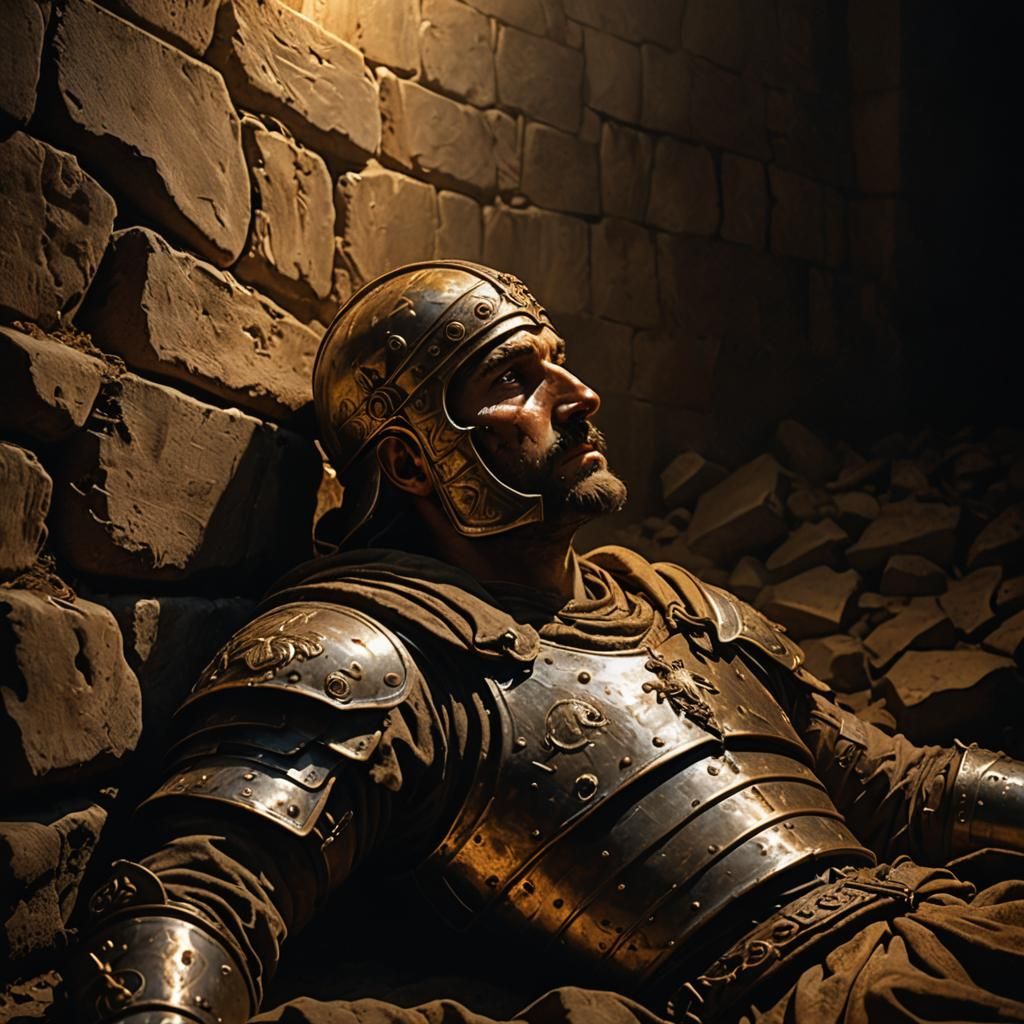 Fallen Warrior in Dark Pit: Renaissance Style