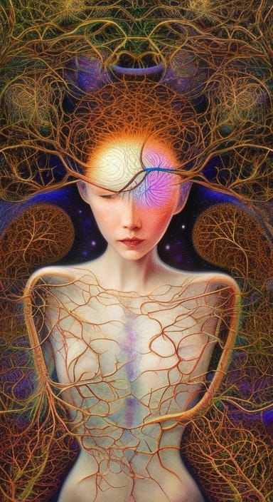 Brain Network in Warped Perspective: Digital Art